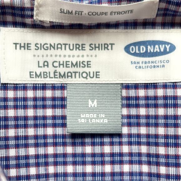 Men’s Old Navy Signature Slim Fit Button-down Shirt Blue Check Size M NWT - Picture 7 of 7